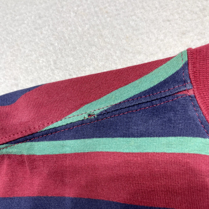 Vintage Striped Long Sleeve Mock Neck Shirt size Large