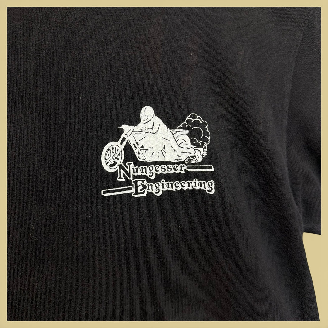 VTG Nungesser Engineering Geezer Pleaser 80s Harley Drag Racing T Shirt Medium
