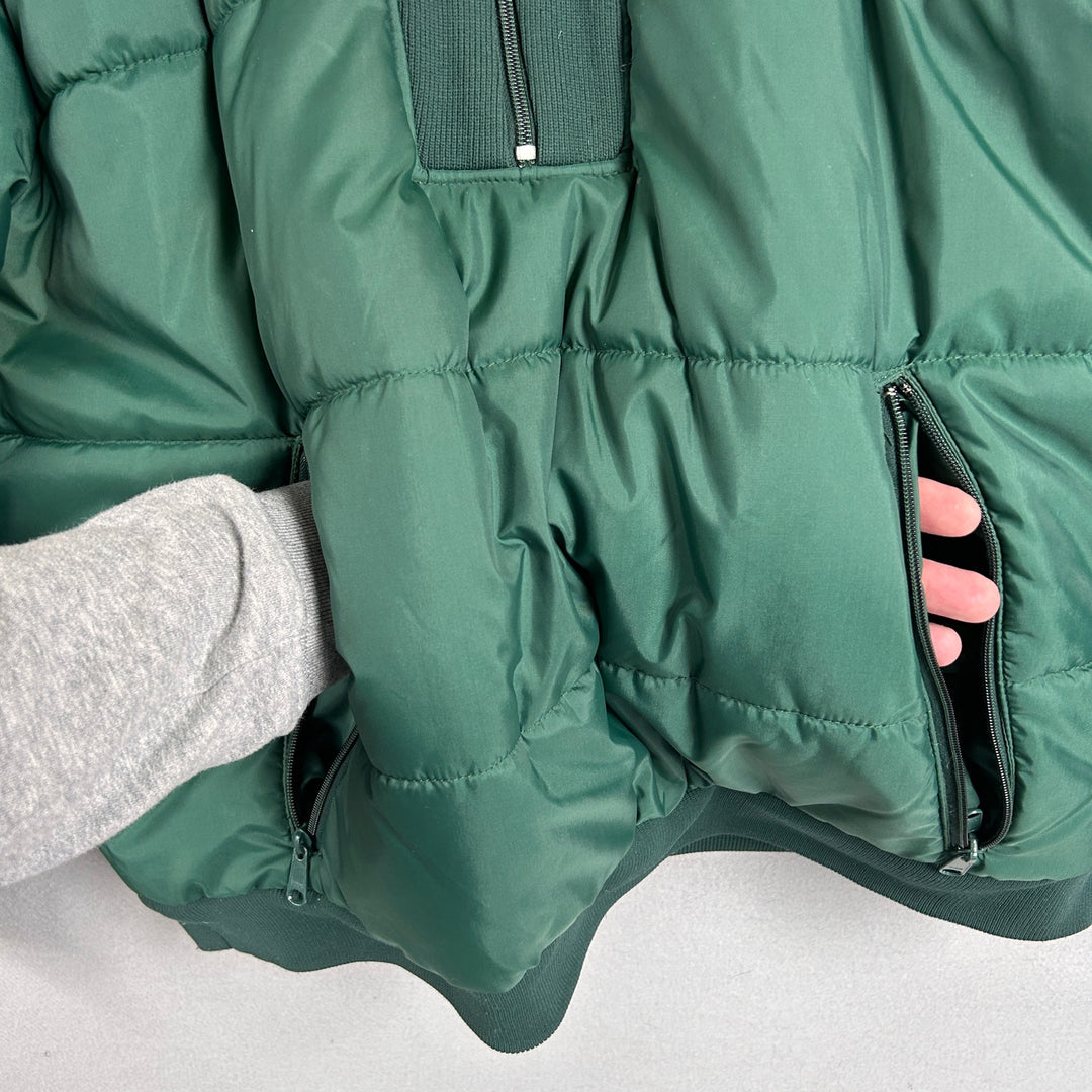 Vintage Izod Lacoste Half Zip Green Puffer Jacket Size Large
