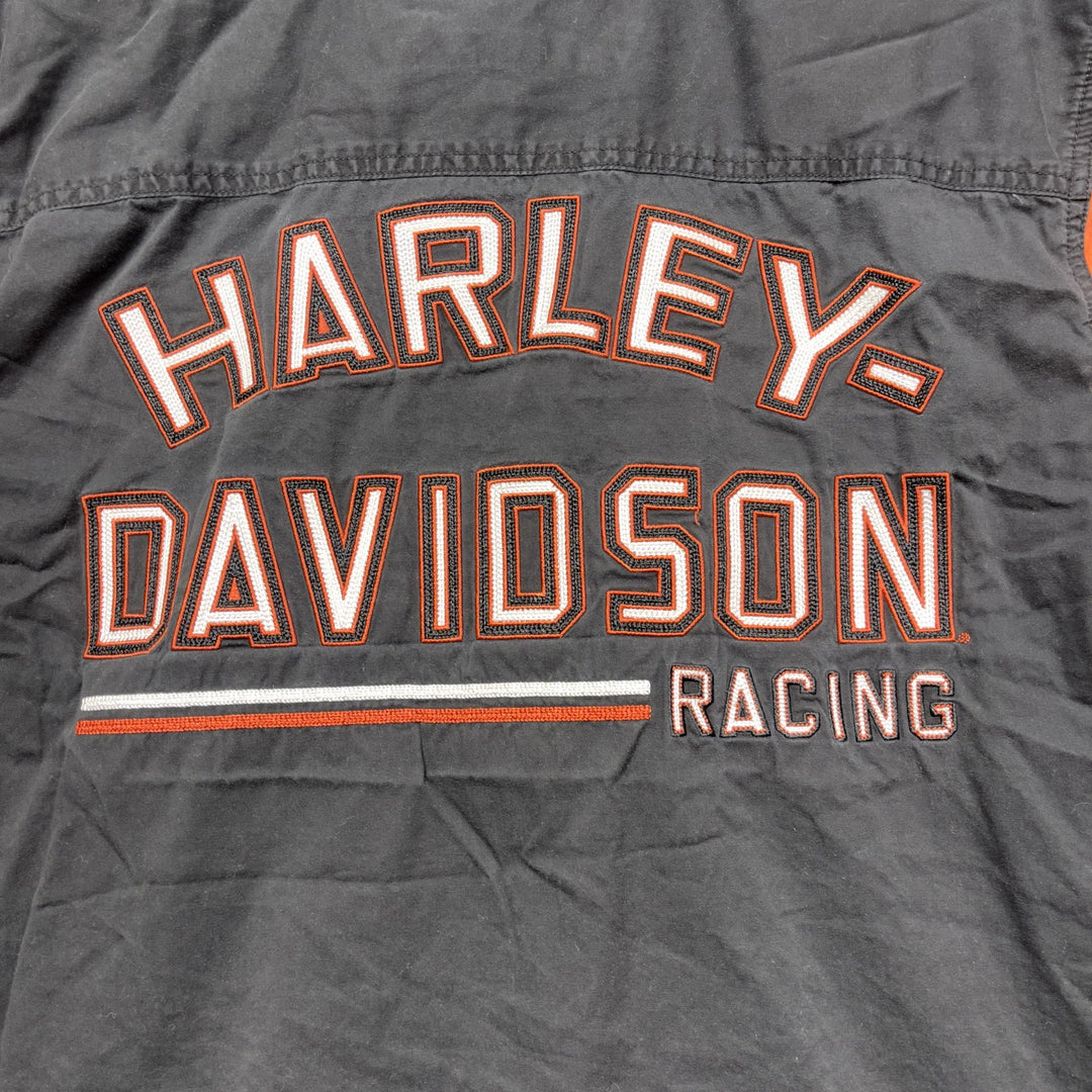 Vintage Harley Davidson Racing Embroidered Button Down Shirt Size Large