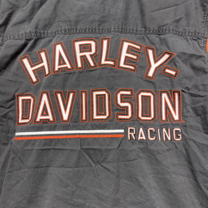 Vintage Harley Davidson Racing Embroidered Button Down Shirt Size Large