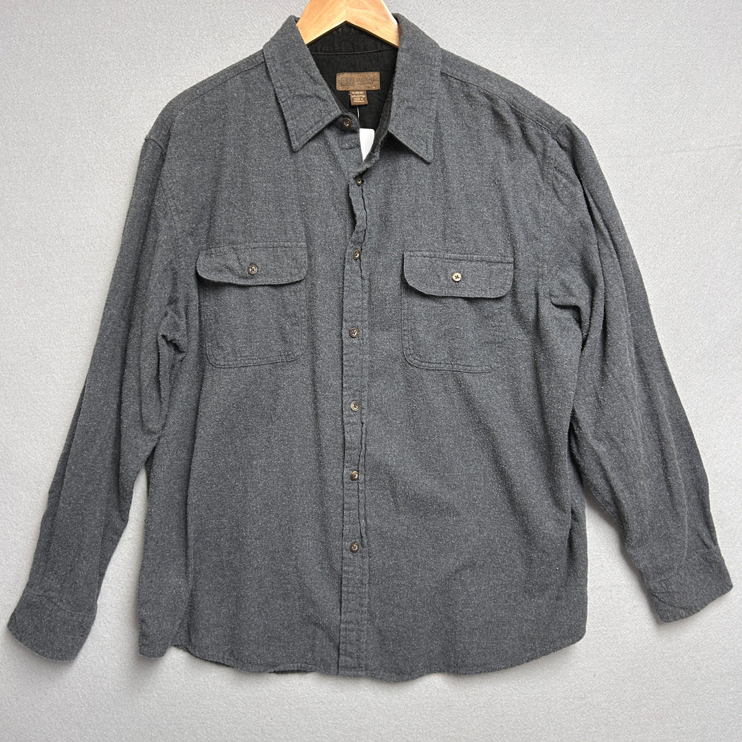 Men's Faded Glory Grey Double Pocket Flannel Button Up XL