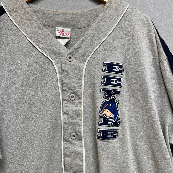 Vintage Disney Store Eeyore Baseball Jersey Shirt Gray Blue Size 2XL Winnie Pooh
