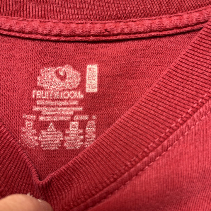 Men's Red Fruit of The Loom Sleeves T Shirt Size XL