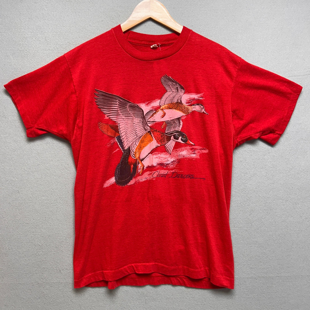 Vintage 80's Cloud Dancers Flying Ducks Red Shirt Size Large