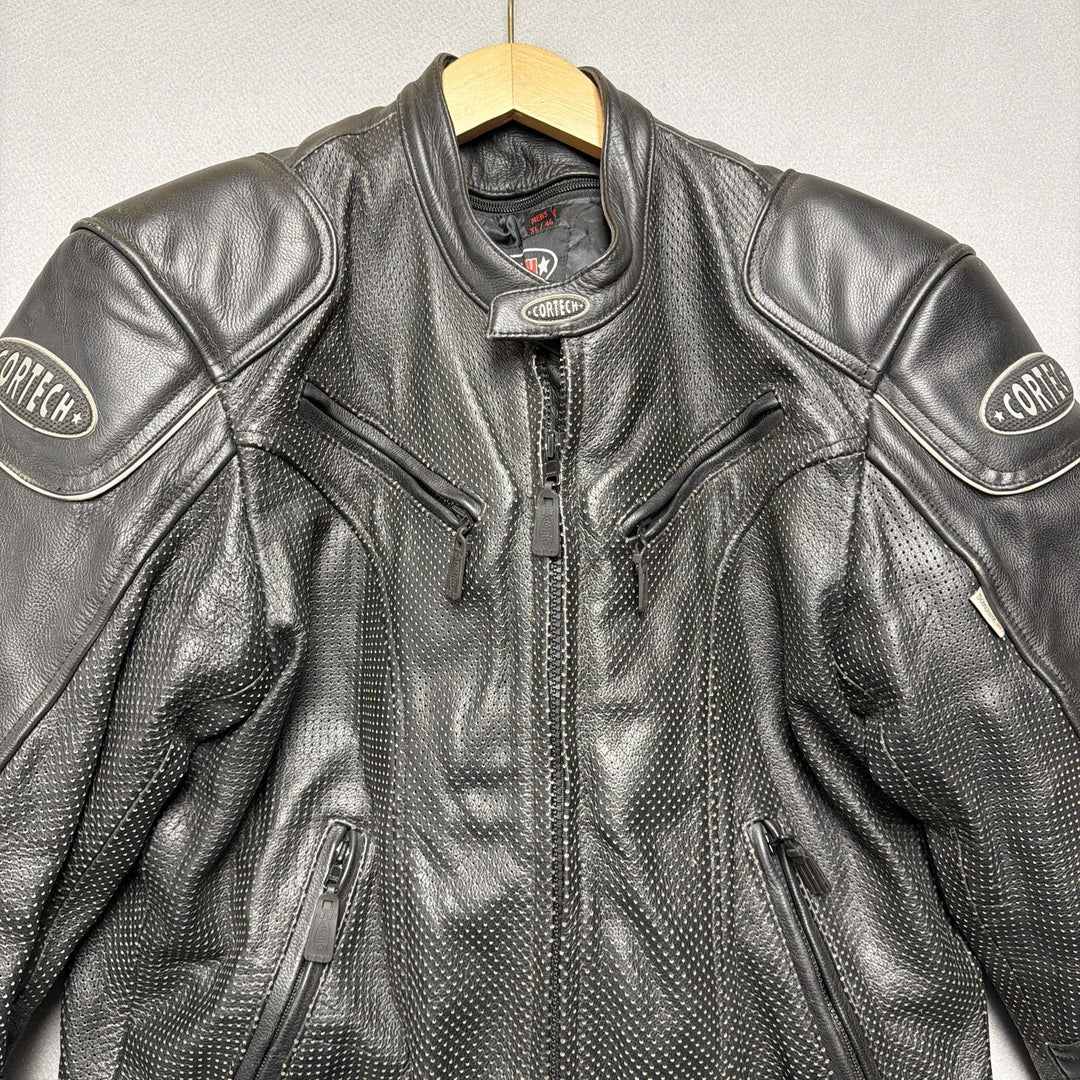 Cortech Padded Motorcycle Riding Leather Jacket Size XL