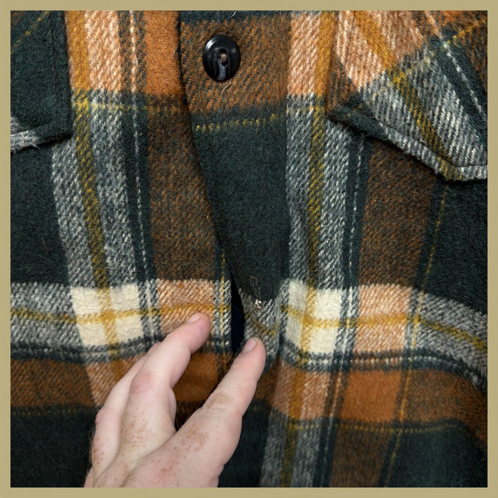 Vintage 70s JCPenney Plaid Shirt Jacket Size Large