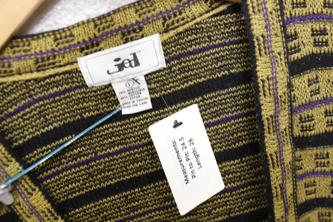 Jed Vintage Purple and Yellow Cardigan Sweater Large 90s