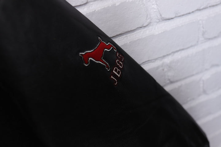 Joe Boxer Vintage Dog Letterman Leather Sleeve Jacket XL 90s