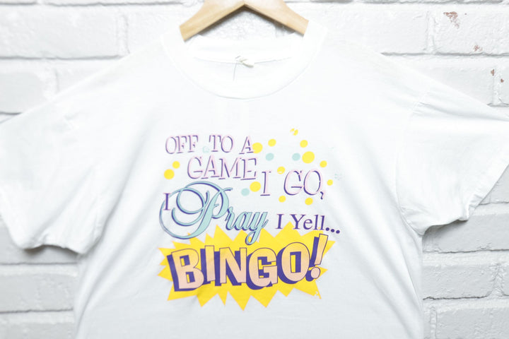 Pray I Yell Vintage Bingo T Shirt 80s XL