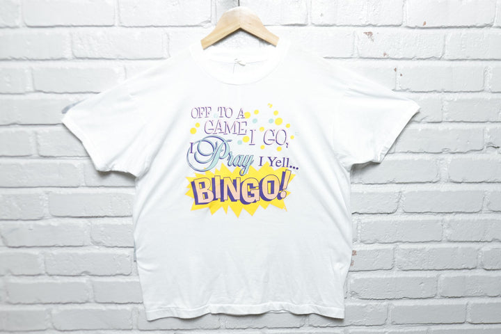 Pray I Yell Vintage Bingo T Shirt 80s XL
