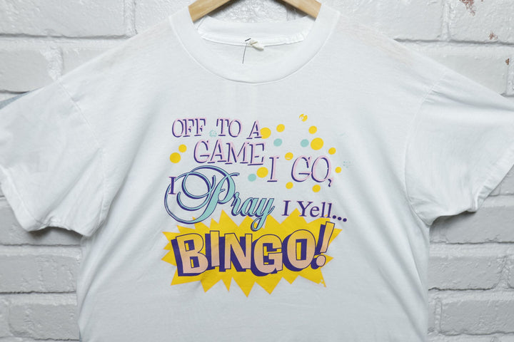 Pray I Yell Vintage Bingo T Shirt 80s XL