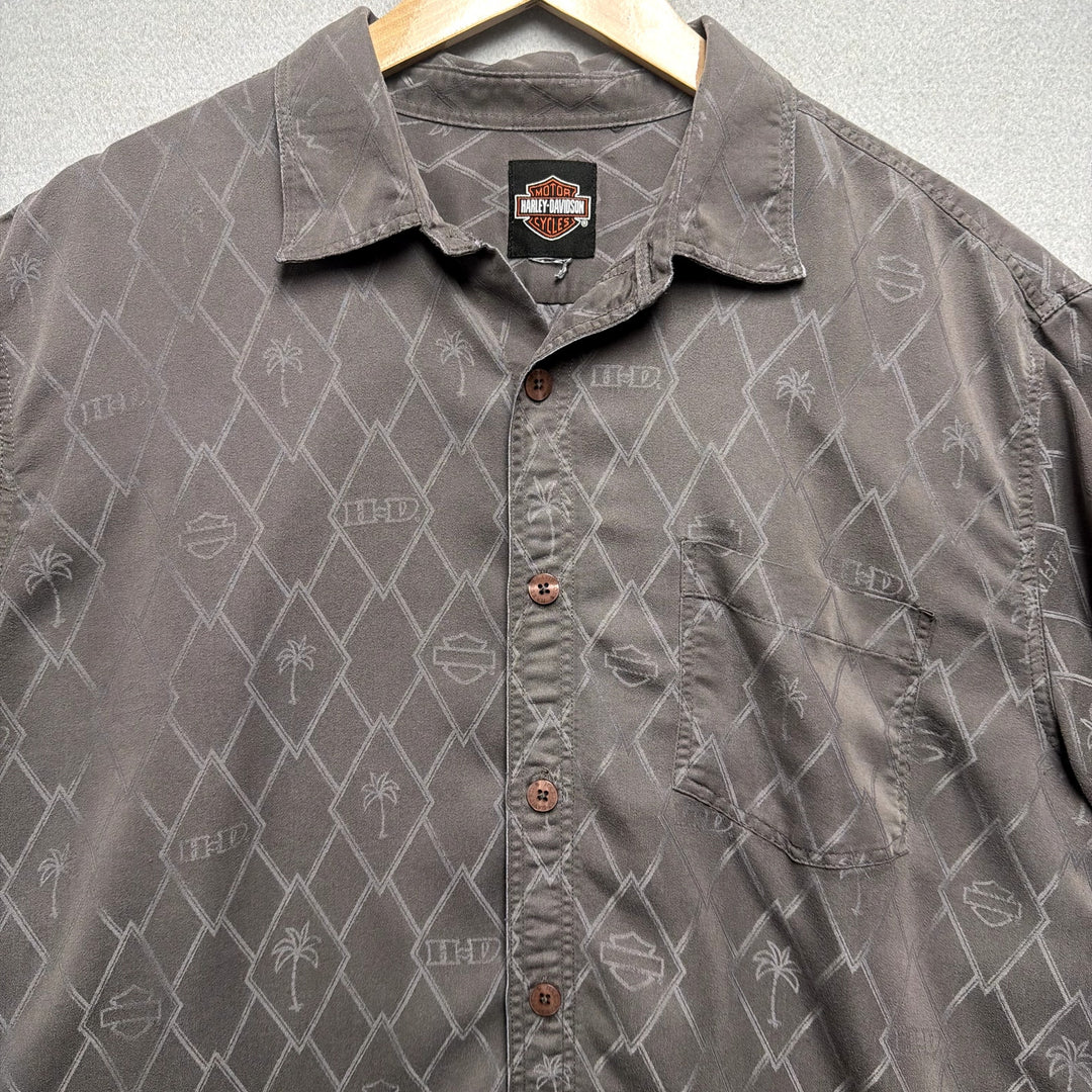 Vintage Harley Davidson Palm Tree Gray Shirt Size Large