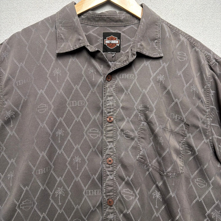 Vintage Harley Davidson Palm Tree Gray Shirt Size Large
