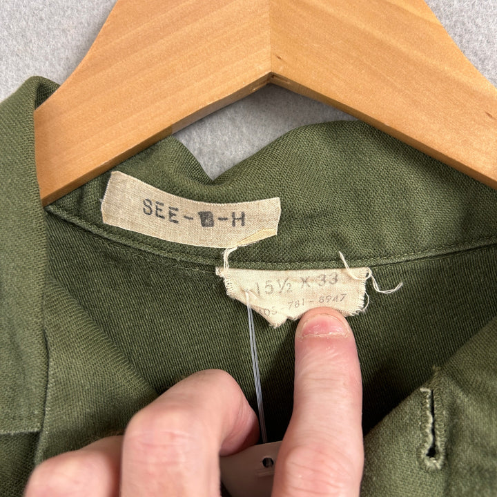 Vintage 1970s US Military Og 107 Field Shirt Size Medium