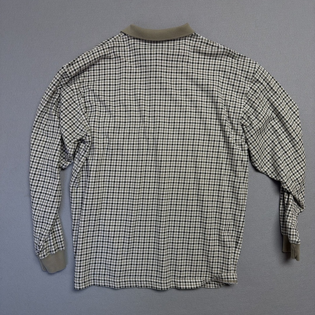 Vintage Structure Houndstooth Polo Shirt Size Medium