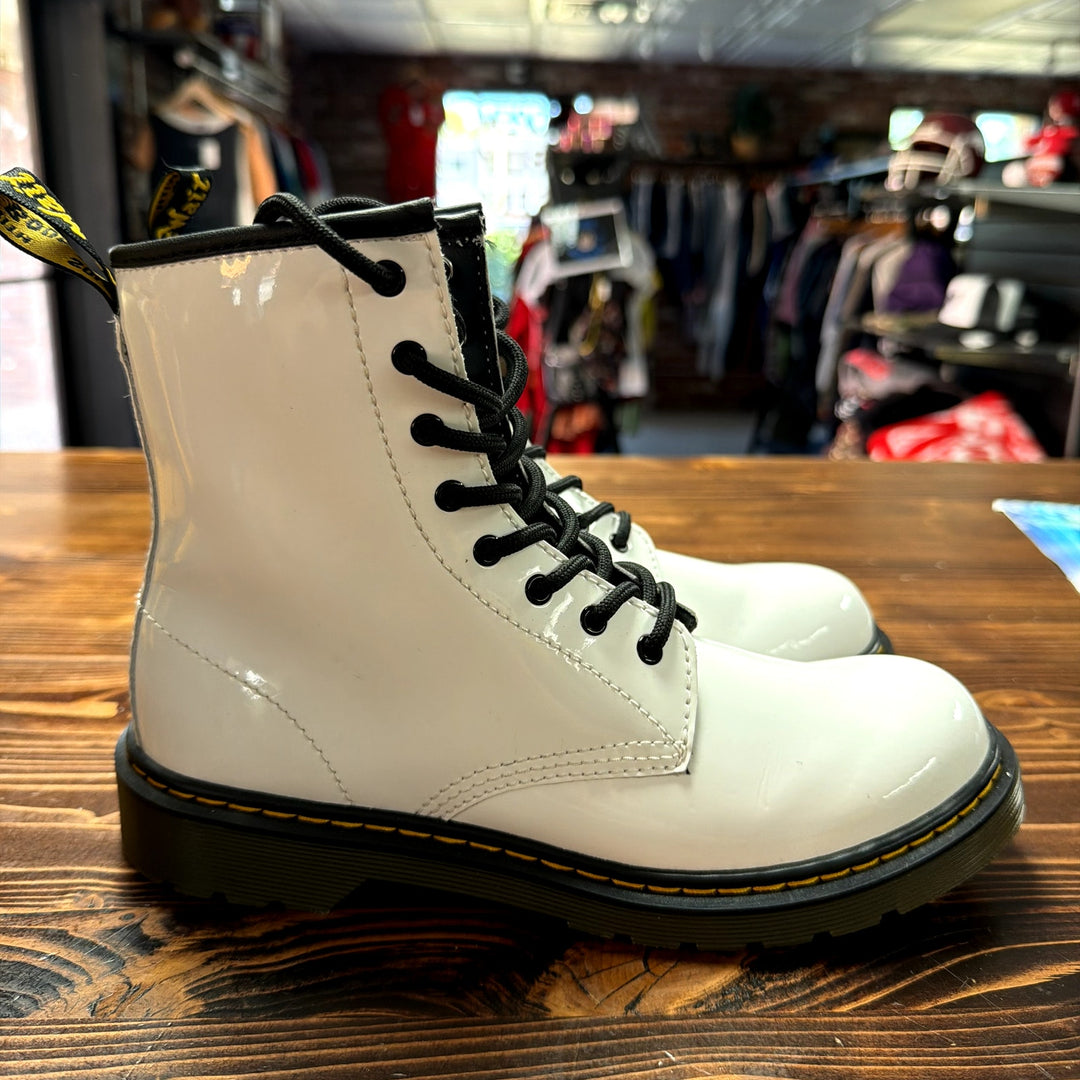 Dr Martens White Patent Leather White Boots Size Womens 6