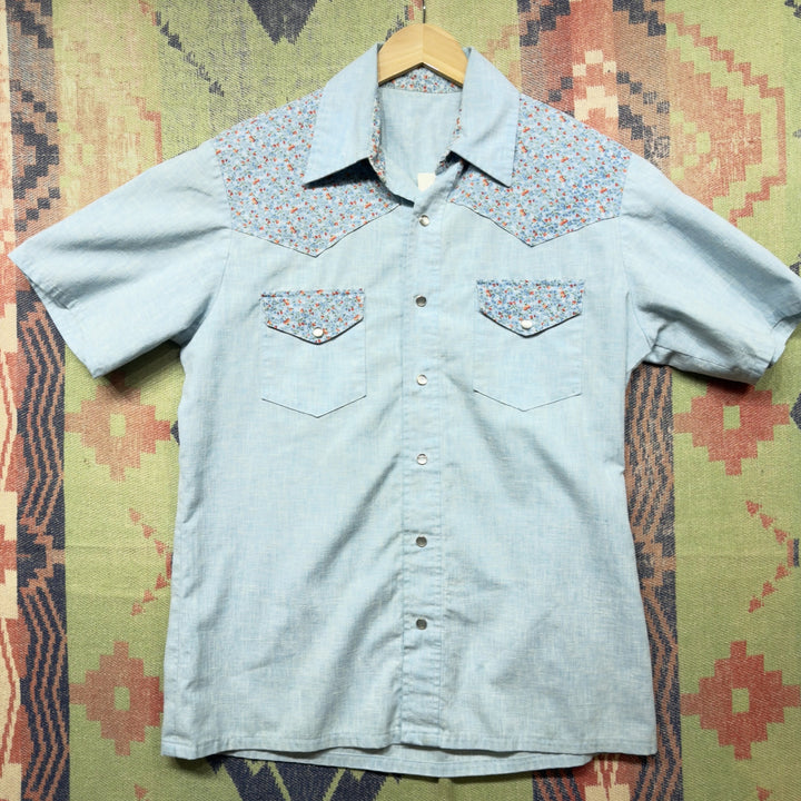 Chambray Vintage Western Button Down Shirt Medium 70s