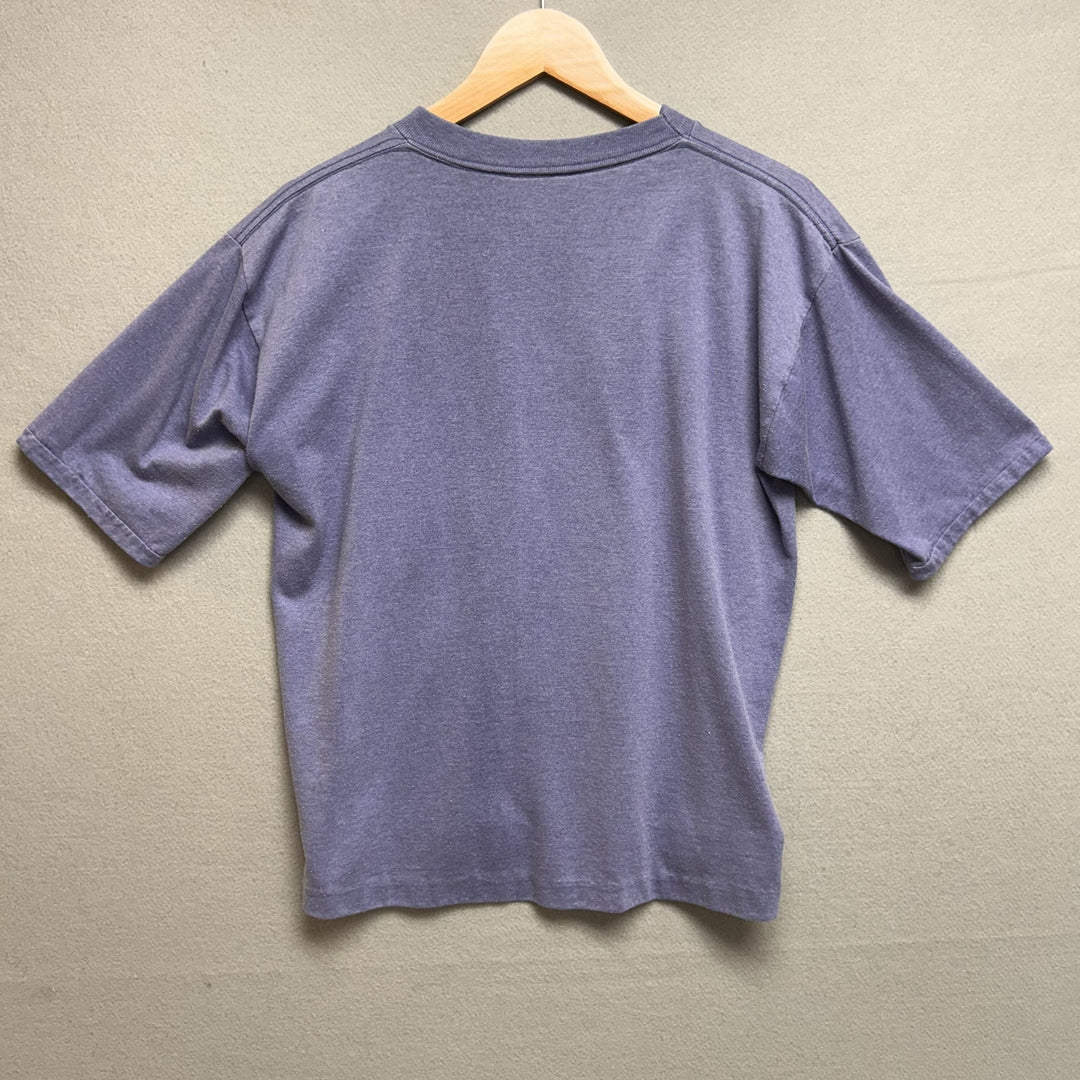 Vintage 90s Faded Blue Blank Crop T Shirt Size Medium