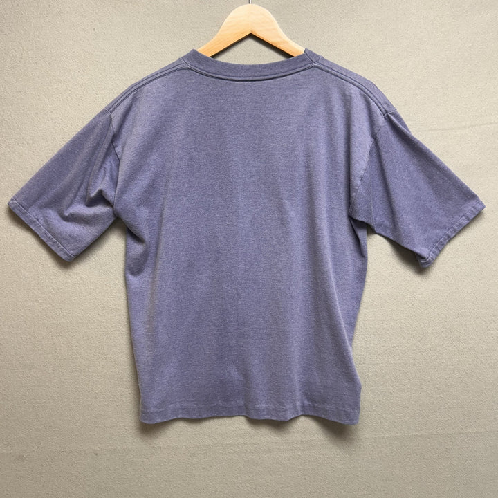 Vintage 90s Faded Blue Blank Crop T Shirt Size Medium