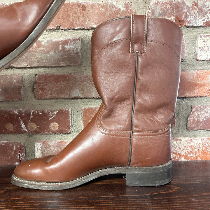 Vintage J. Chisholm Brown Western Cowboy Boots Size 8D