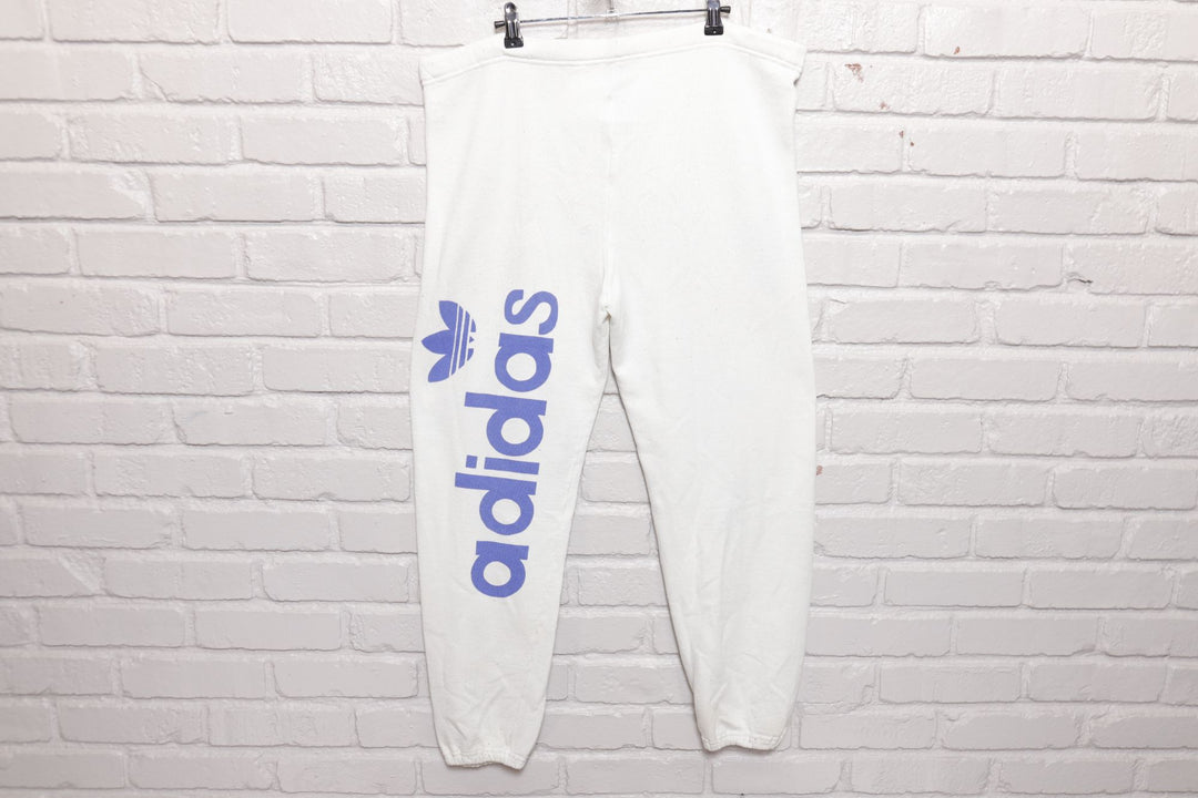 Bootleg Adidas Vintage White Sweatpants 80s Large