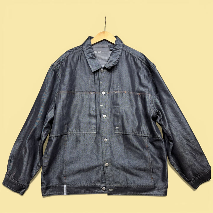 Vintage Mecca Shiny Denim Y2K 2000s Denim Jacket Size XXL