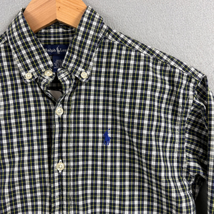 Vintage Polo Ralph Lauren Kids Plaid Button Down Shirt Size Medium