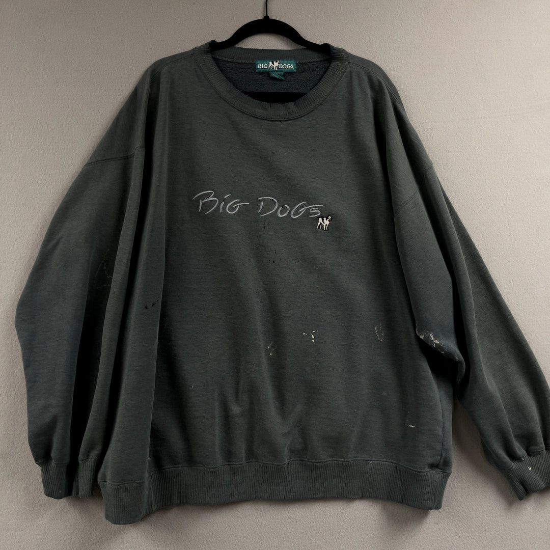 Vintage 90's Big Dog Embroidered Green Sweatshirt Size 3XL