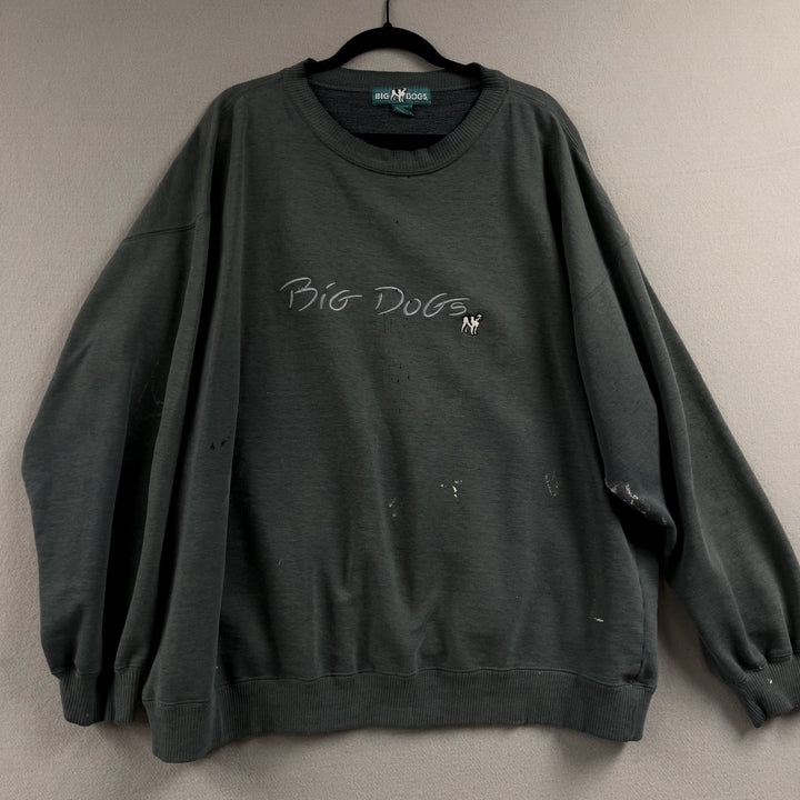 Vintage 90's Big Dog Embroidered Green Sweatshirt Size 3XL