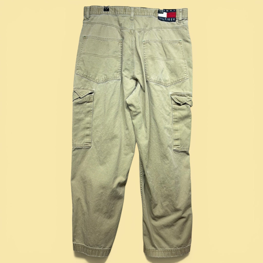 Vintage 90s Tommy Hilfiger Flag Patch Cargo Pants Size 34