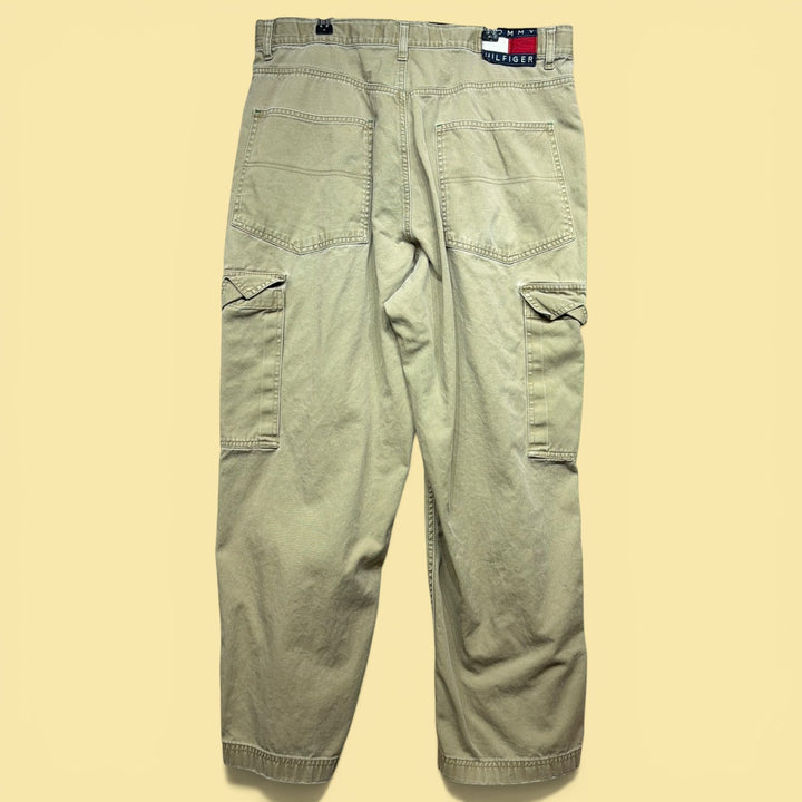 Vintage 90s Tommy Hilfiger Flag Patch Cargo Pants Size 34
