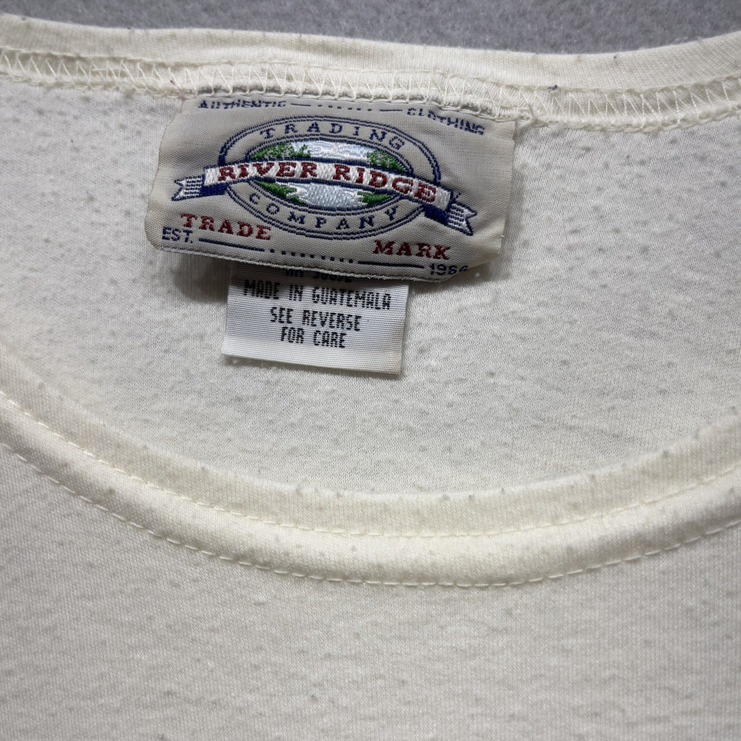 Vintage River Ridge White Embroidered Flowers Shirt Women's Medium