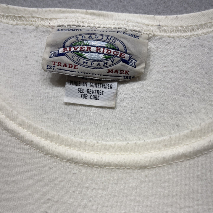 Vintage River Ridge White Embroidered Flowers Shirt Women's Medium