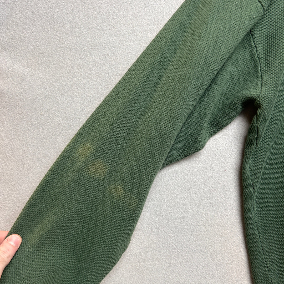 Early 2000s Faded Glory Men's Long Sleeve Green Quarter Zip Shirt Medium