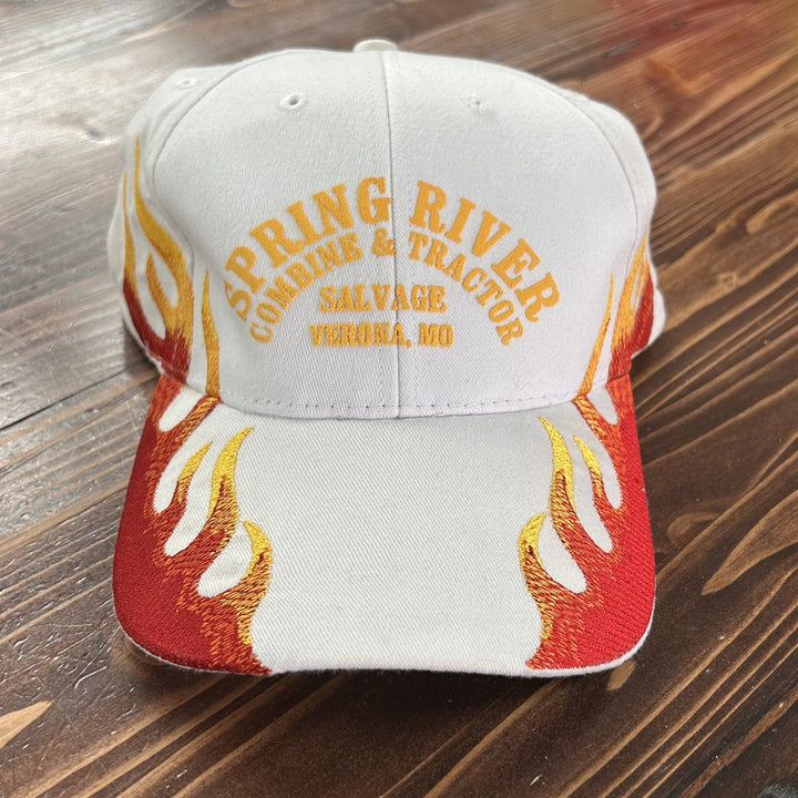 Vintage Y2K Spring River Combine Flames Strap back Hat
