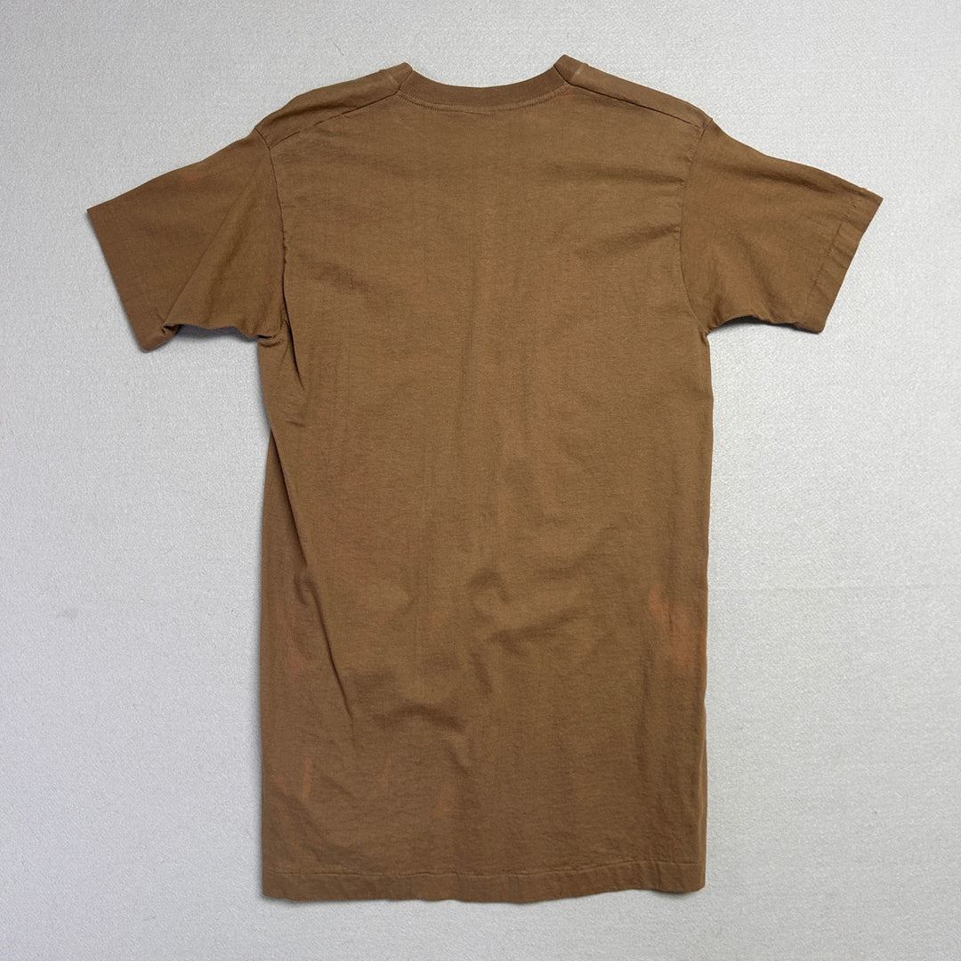 Vintage Fruit of the Loom Brown Blank T Shirt Size Large