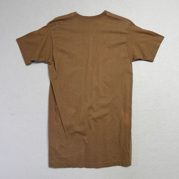 Vintage Fruit of the Loom Brown Blank T Shirt Size Large