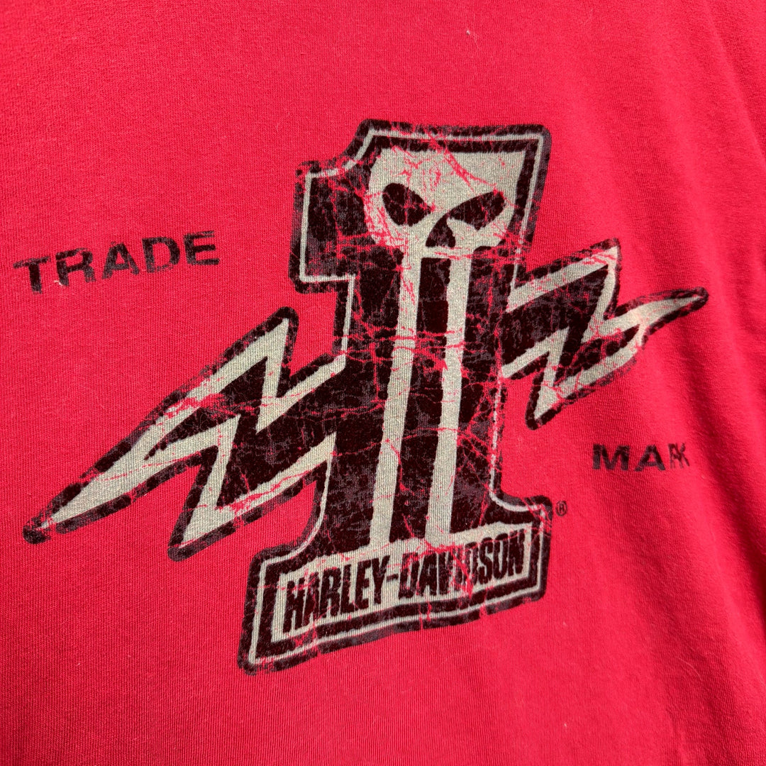 Harley Davidson Red Flocked T Shirt size Medium