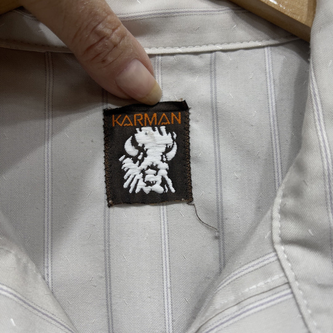 Vintage Karman Gray Double Pocket Long Sleeve Western Button Up Size XL
