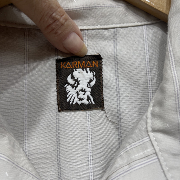 Vintage Karman Gray Double Pocket Long Sleeve Western Button Up Size XL
