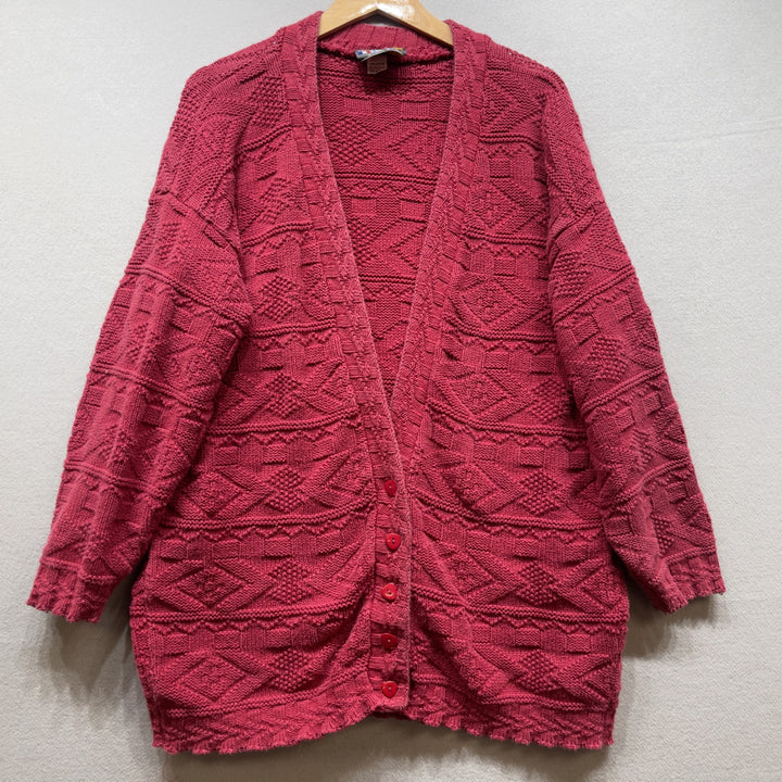 90's Red Paris Sports Club World Wide Knit Cardigan Size Men's XL