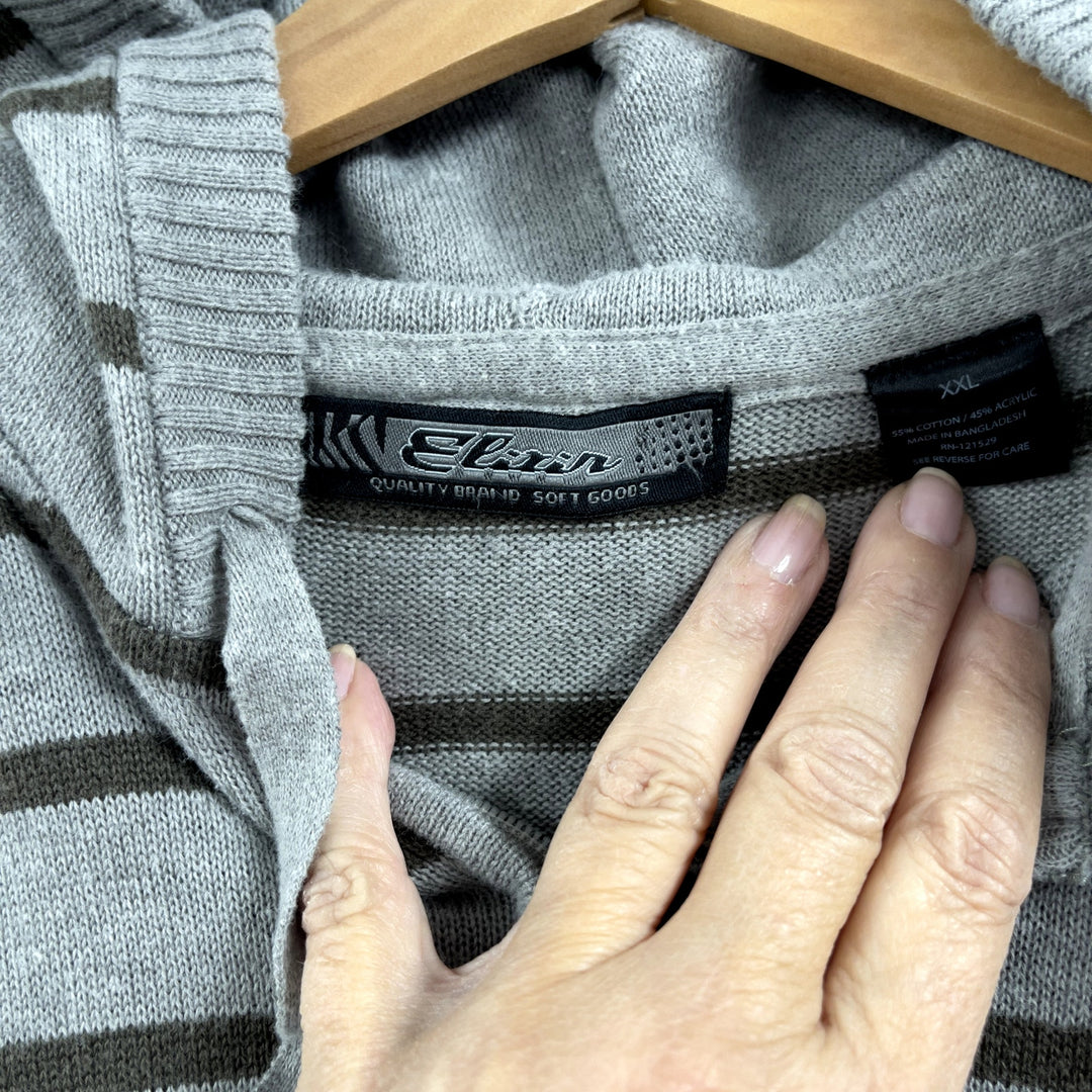 Y2k Elixir Gray Striped Full Zip Hoodie Size XXL