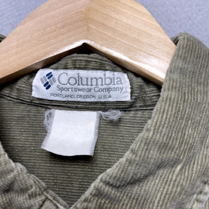 90's Men's Columbia Olive Green Corduroy Button Down Shirt XXL