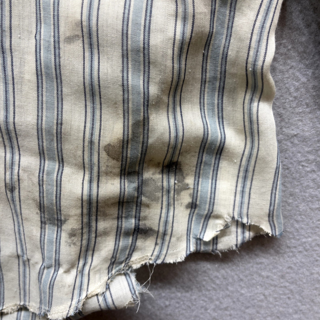 Vintage Men's Blue Stripe Western Pearl Snap Button Up Shirt Distressed Medium