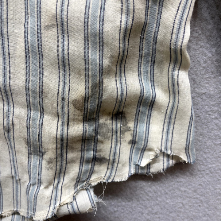 Vintage Men's Blue Stripe Western Pearl Snap Button Up Shirt Distressed Medium