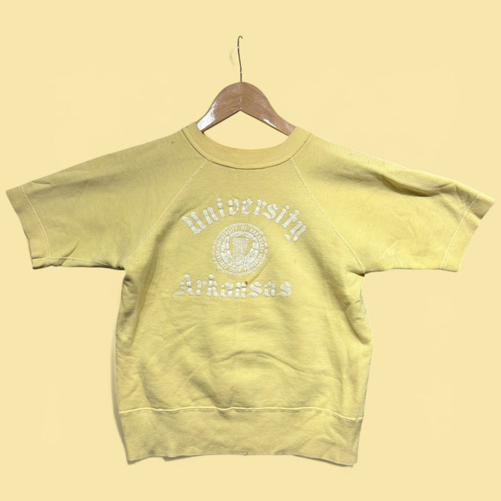 Vintage University of Arkansas 60s Artex Non Flocked Short Sleeve Sweatshirt Med