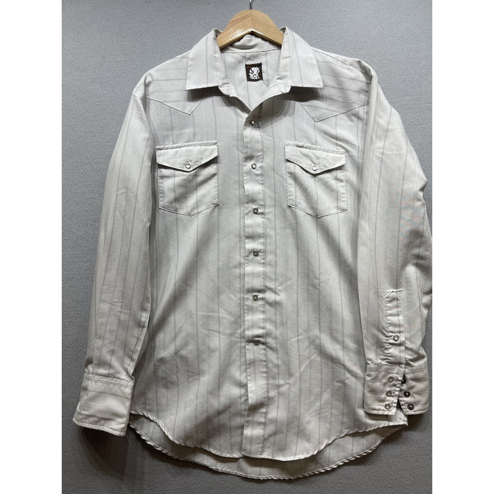 Vintage Karman Gray Double Pocket Long Sleeve Western Button Up Size XL