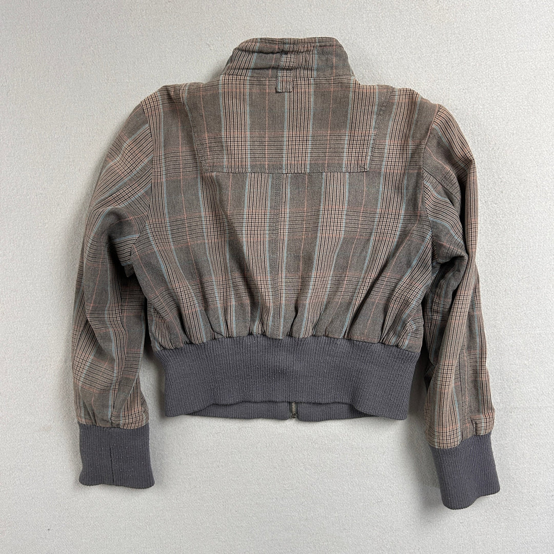 Paris Blues Plaid Y2K Cropped Jacket Size XL