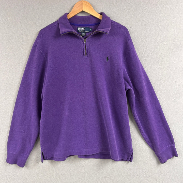 Vintage Polo Ralph Lauren Purple Quarter Zip Sweater Size Large